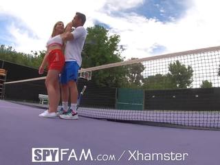 Spyfam Step Bro Gives Step Sis Tennis Lessons & Big pecker